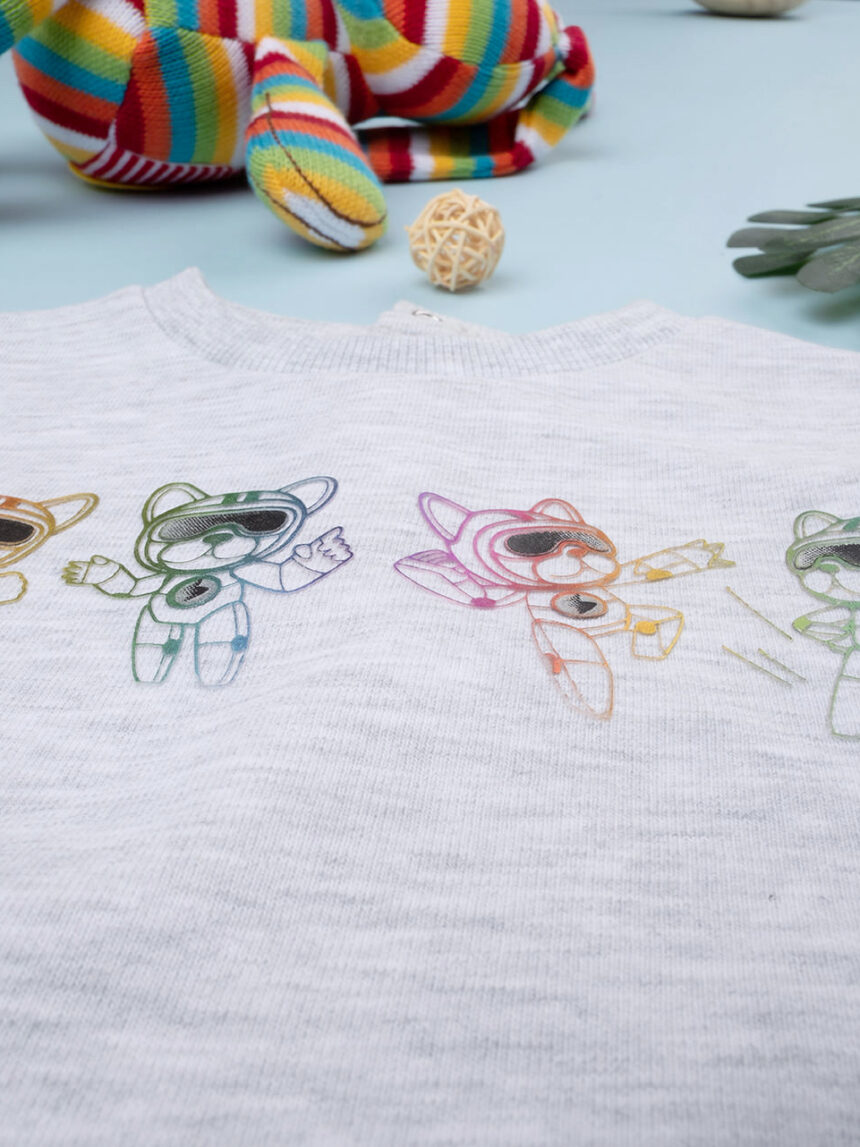 βρεφική μπλούζα φούτερ γκρι με ρομποτάκια για αγόρι - Prénatal