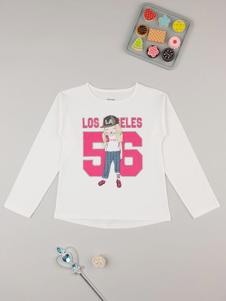 παιδική μπλούζα λευκή los angeles 56 για κορίτσι - Prénatal
