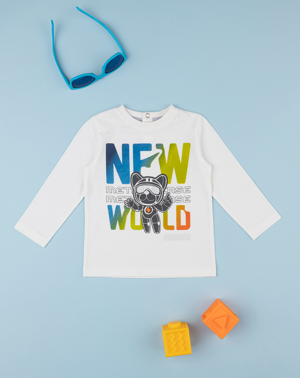 βρεφική μπλούζα λευκή new world για αγόρι - Prénatal