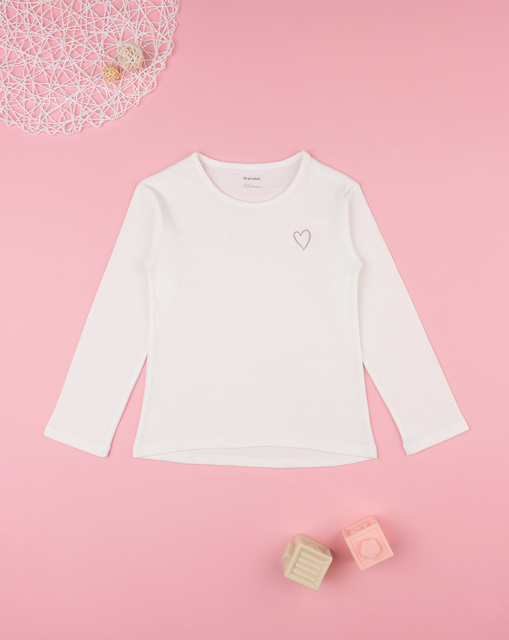 παιδική μπλούζα λευκή με καρδούλα για κορίτσι - Prénatal