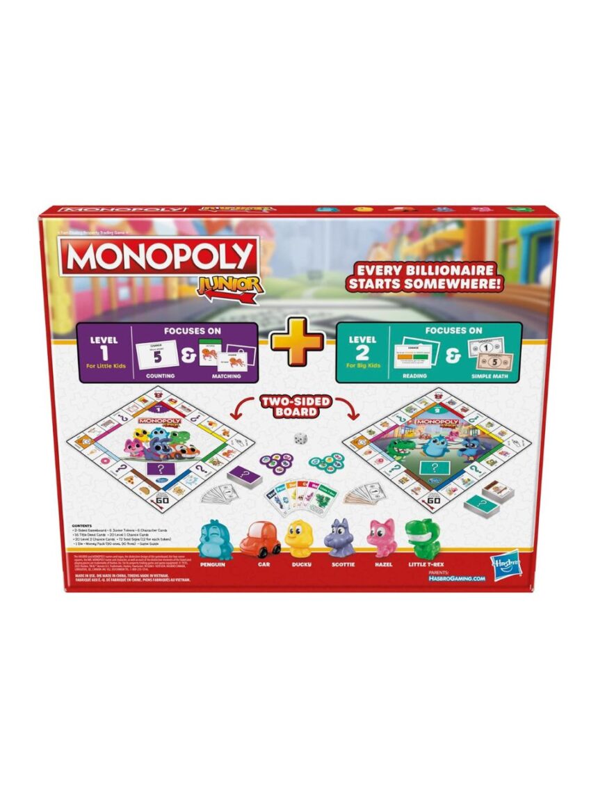 Hasbro gaming monopoly junior 2 σε 1 f8562 - Monopoly