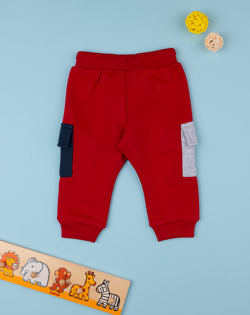 βρεφικό παντελόνι φούτερ κόκκινο με τιγράκι για αγόρι - Prénatal