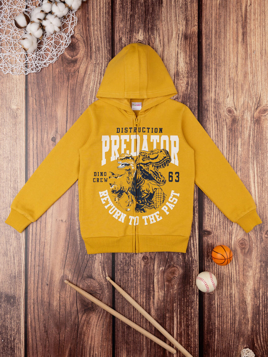 παιδική ζακέτα φούτερ κίτρινη με δεινόσαυρο για αγόρι - Prénatal