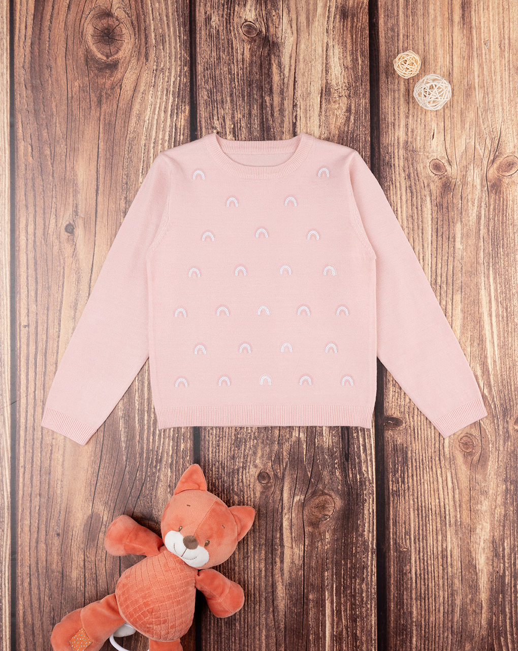 παιδικό πουλόβερ ροζ με παγιέτες για κορίτσι