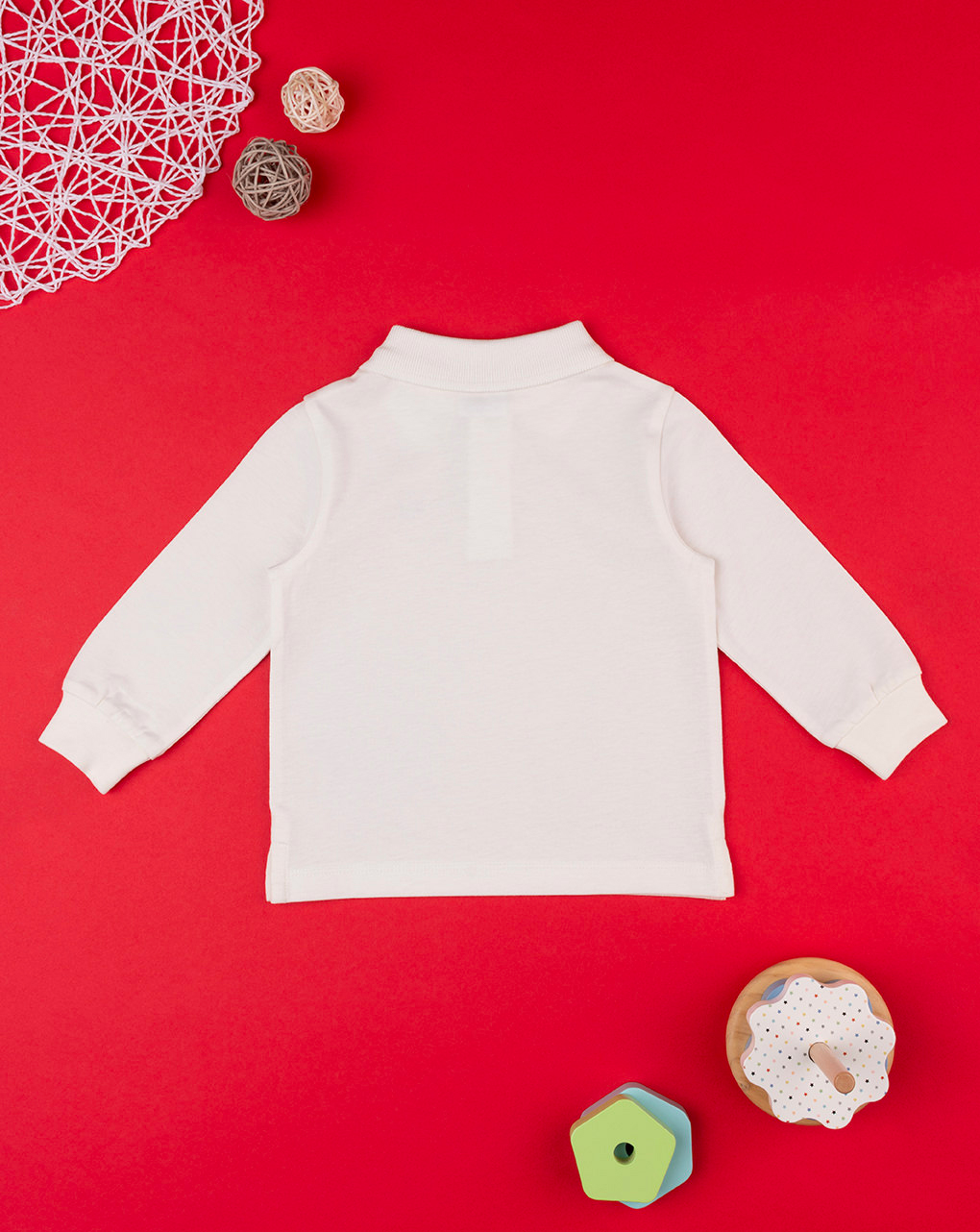 βρεφική μπλούζα πόλο λευκή teddy για αγόρι - Prénatal