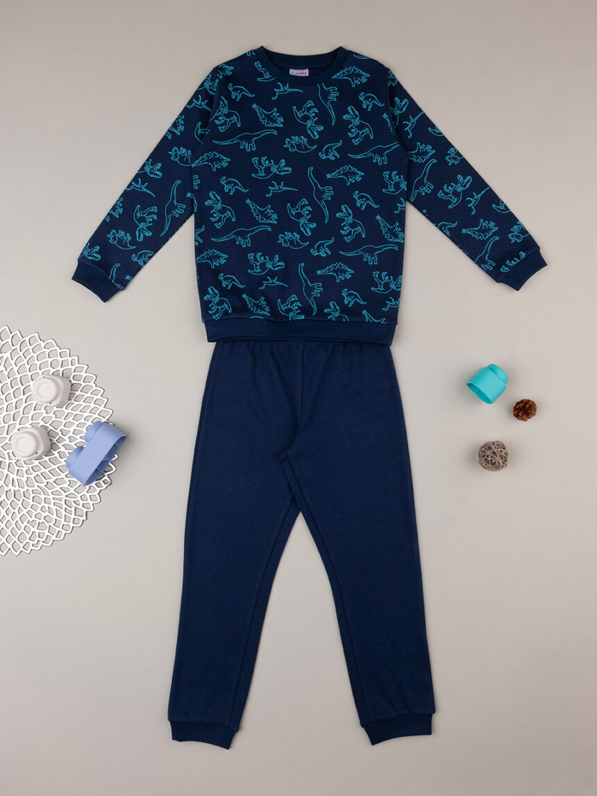 παιδική πιτζάμα μπλε με δεινόσαυρους για αγόρι - Prénatal