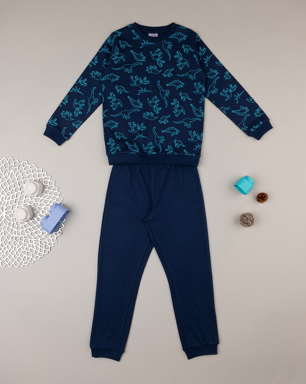 παιδική πιτζάμα μπλε με δεινόσαυρους για αγόρι - Prénatal