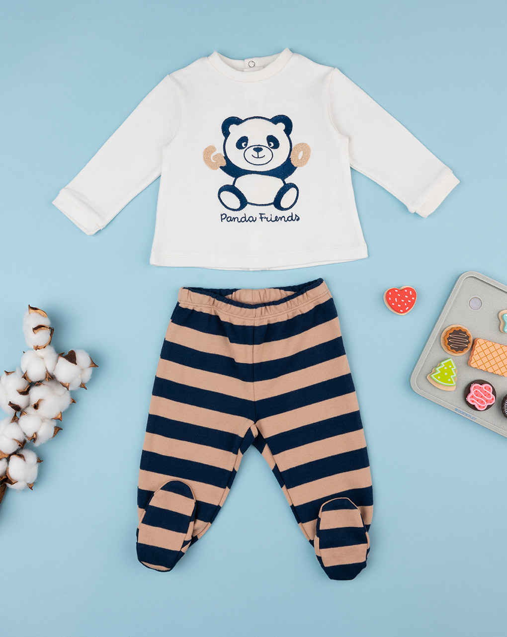 βρεφικό σετ μπλούζα και γκέτα panda friends για αγόρι - Prénatal