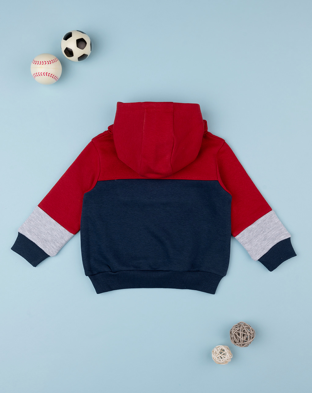 βρεφική μπλούζα φούτερ μπλε/κόκκινη play για αγόρι - Prénatal