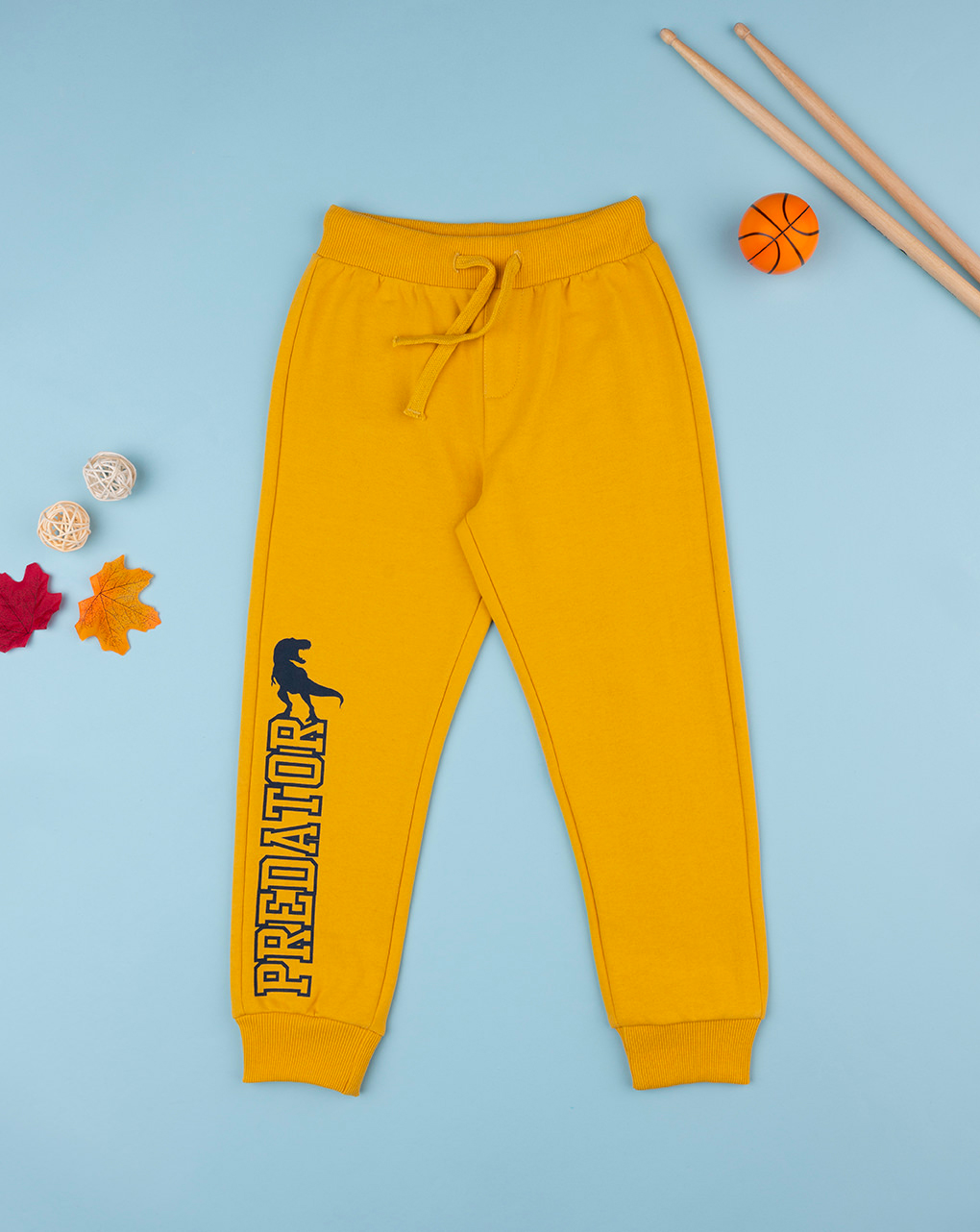 παιδικό παντελόνι φόρμας κίτρινο με δεινόσαυρο για αγόρι - Prénatal