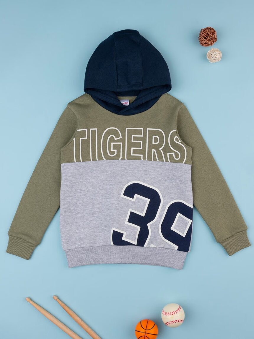 παιδική μπλούζα φούτερ τρίχρωμη tigers για αγόρι - Prénatal