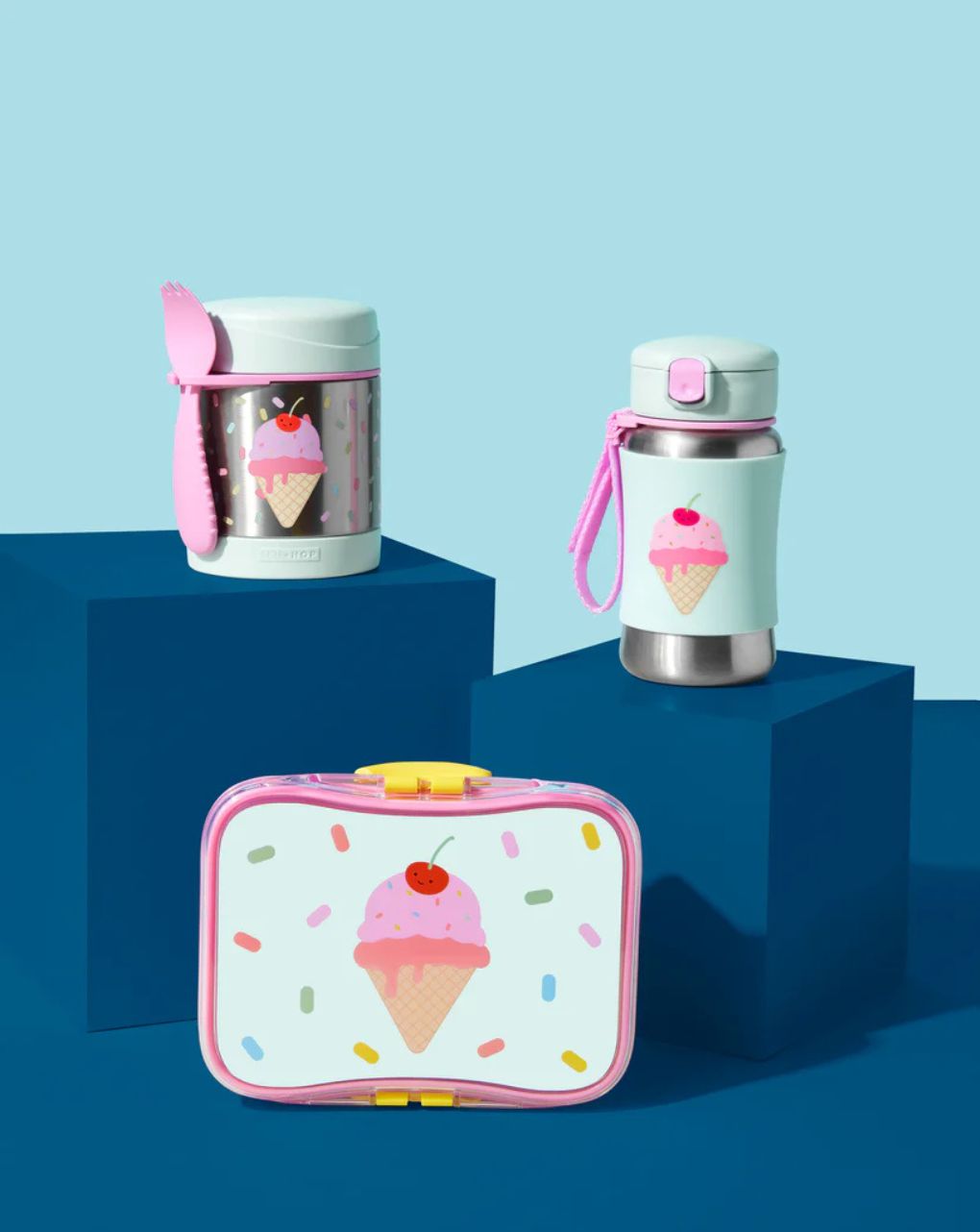 Skip hop sparkle style stainless steel παγούρι με καλαμάκι 350ml ice cream 9o285610 - SKIP HOP