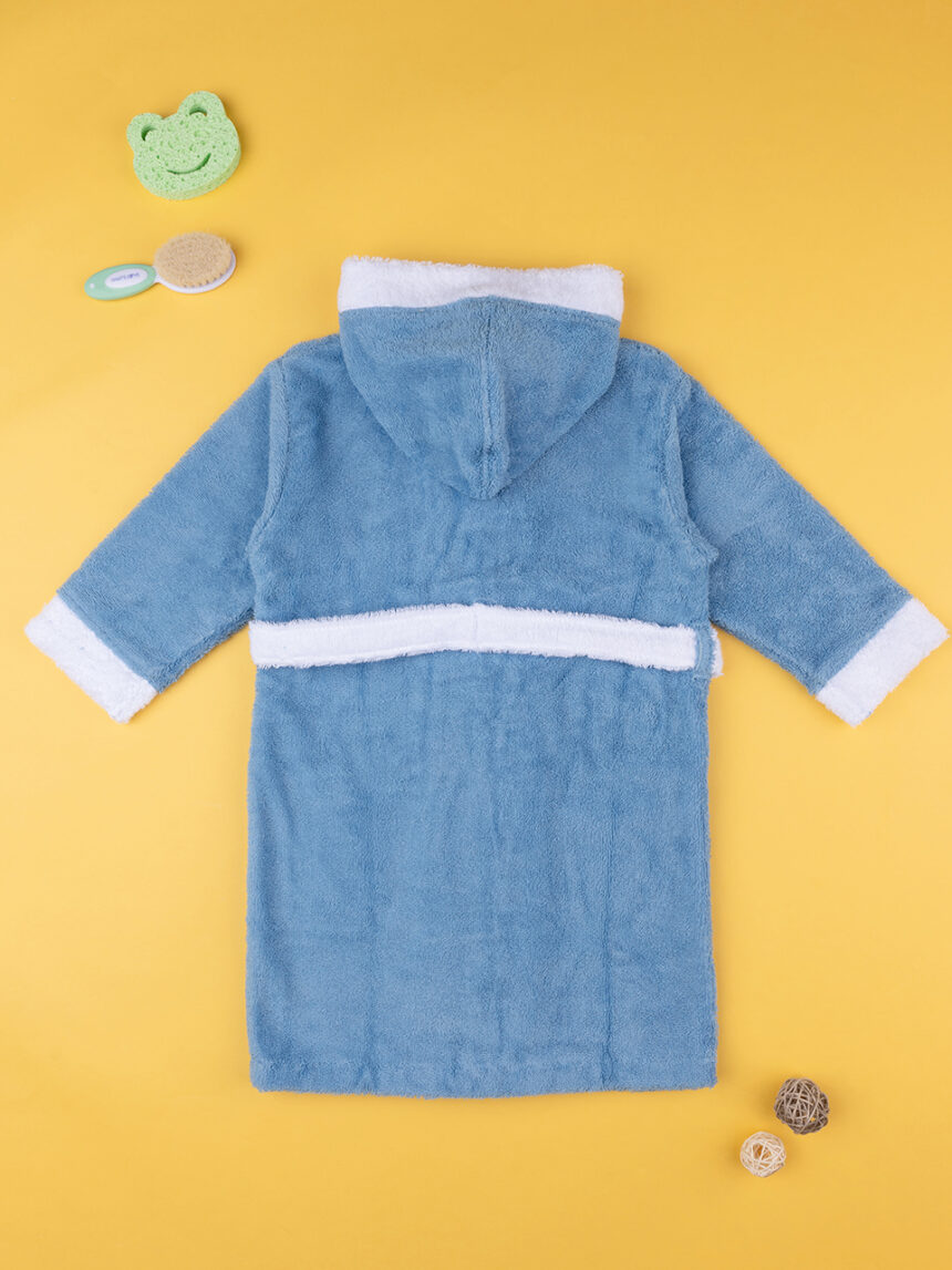 παιδικό μπουρνούζι μπλε με κουκούλα για αγόρι - Prénatal