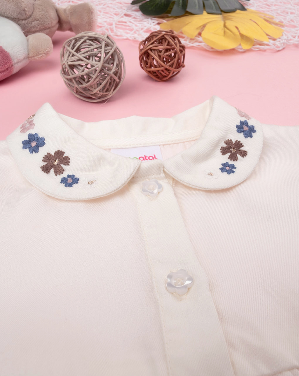 βρεφικό πουκάμισο κρεμ φλοράλ για κορίτσι - Prénatal