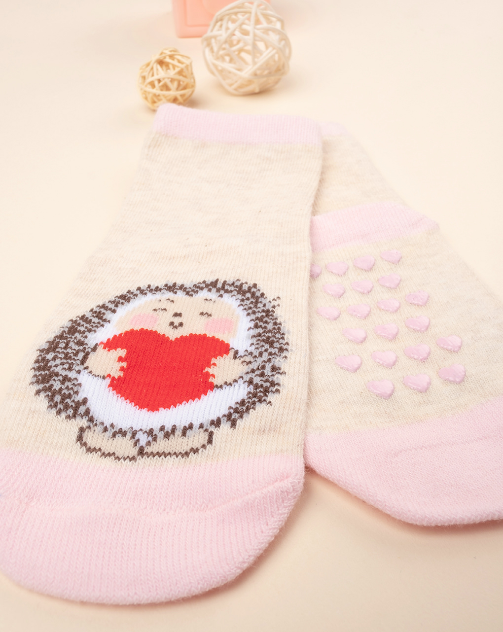 βρεφικά αντιολισθητικά καλτσάκια με σκαντζόχοιρο για κορίτσι - Prénatal
