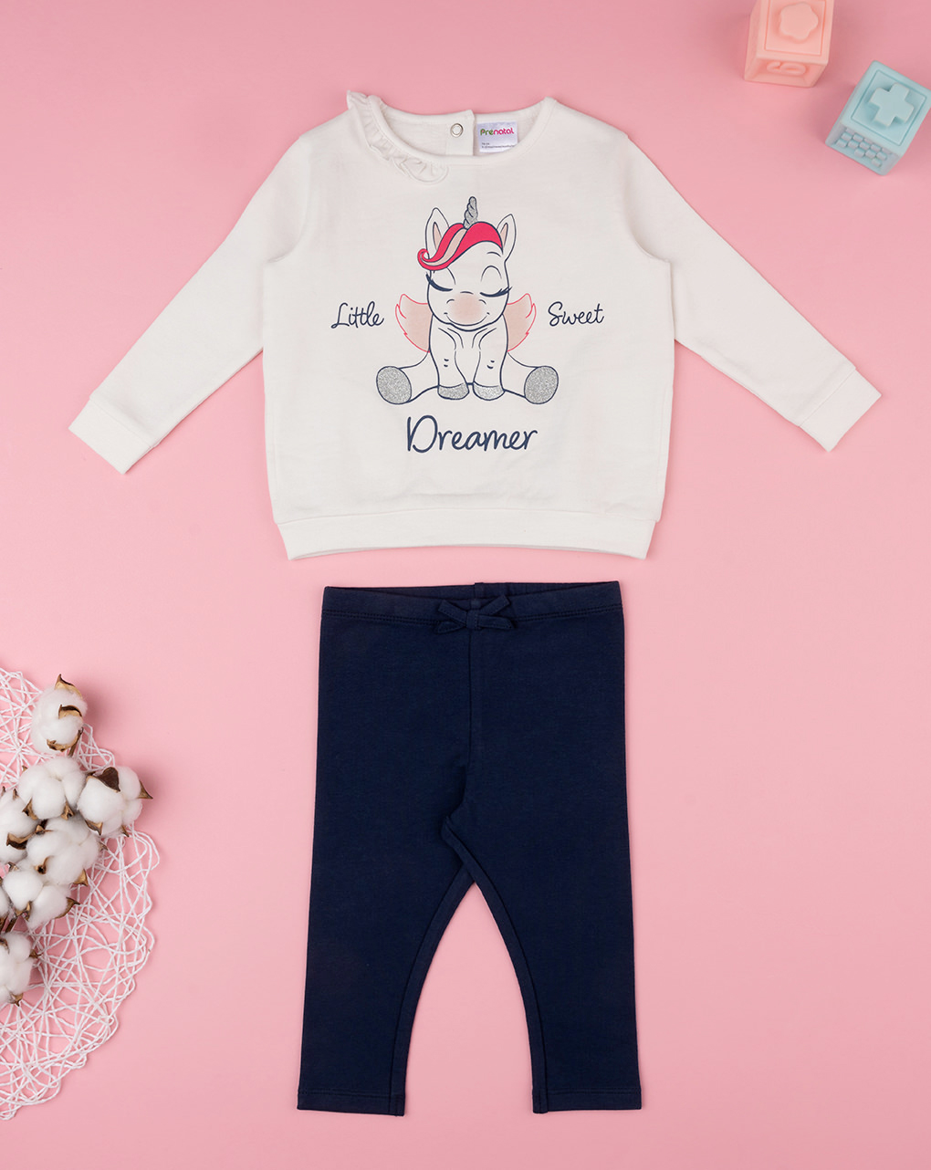βρεφικό σετ μπλούζα φούτερ και κολάν dreamer για κορίτσι
