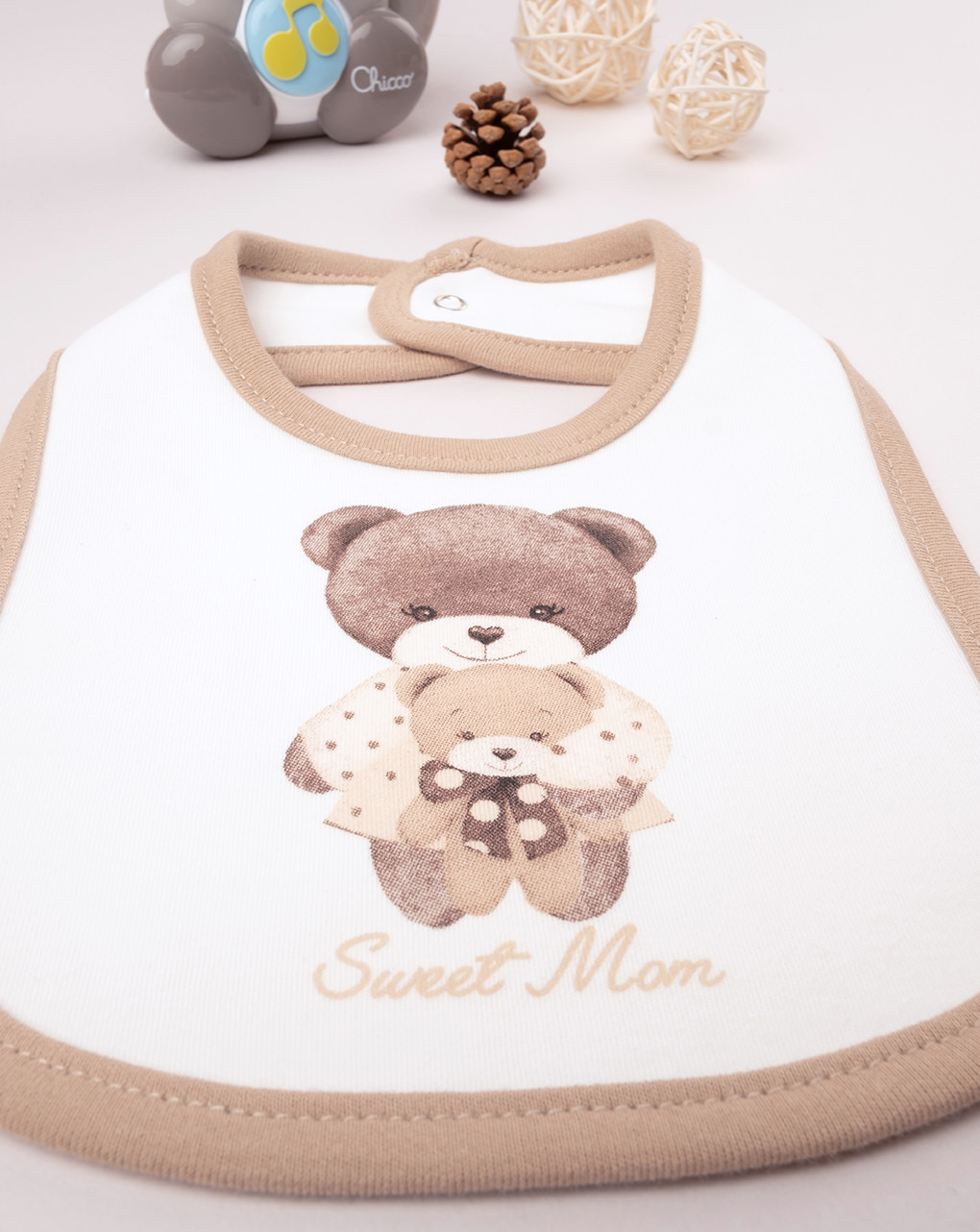 βρεφική σαλιάρα λευκή sweet mom για κορίτσι - Prénatal
