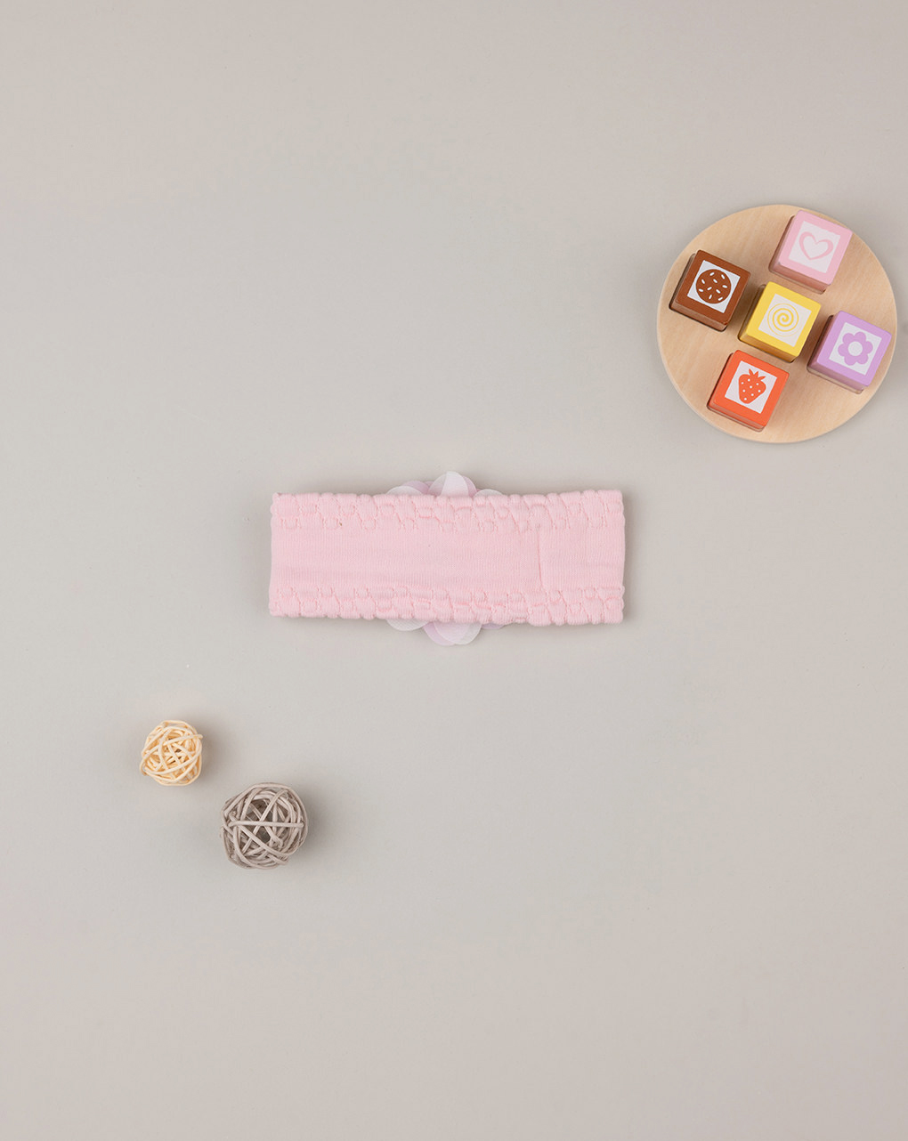 βρεφική κορδέλα μαλλιών ροζ με λουλούδι για κορίτσι - Prénatal