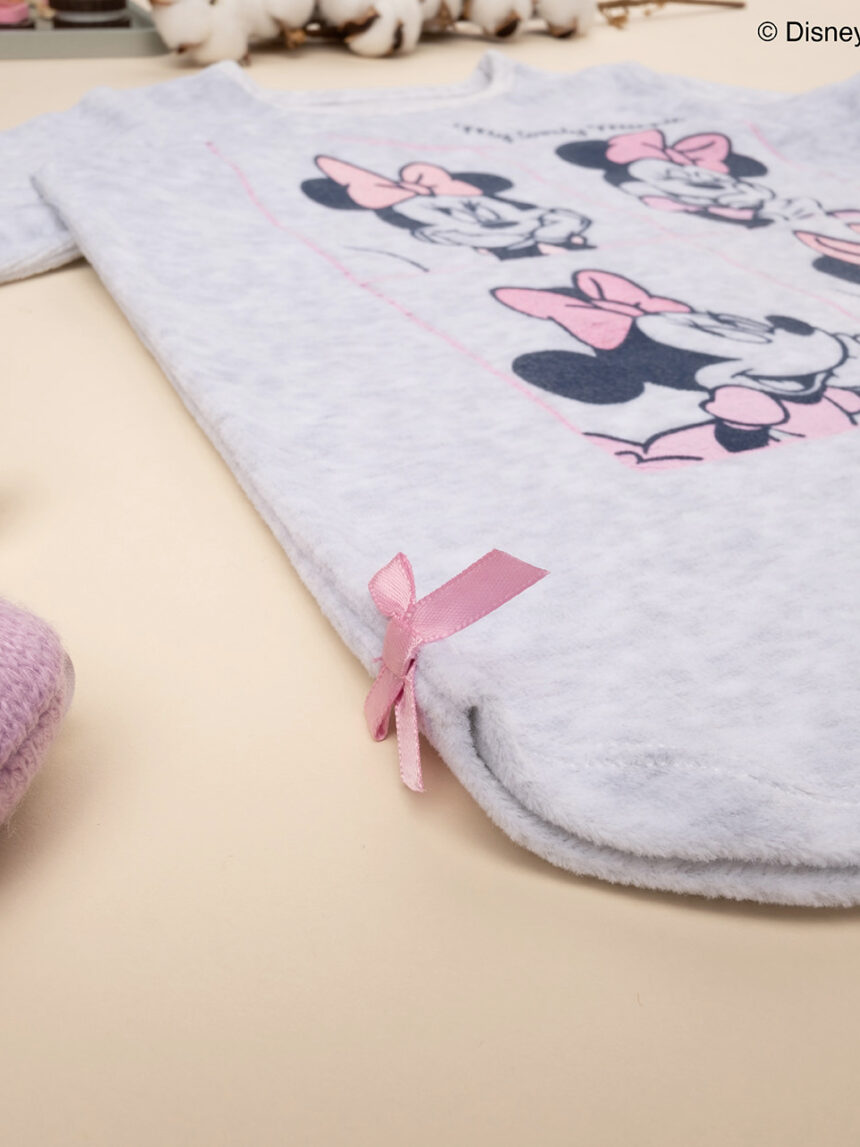 παιδική πιτζάμα σενίλ γκρι/ροζ με τη minnie για κορίτσι - Prénatal