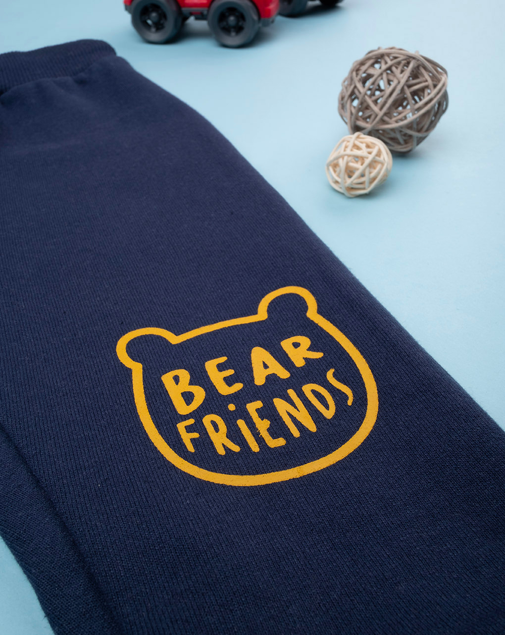 βρεφικό παντελόνι φούτερ μπλε bear friend για αγόρι - Prénatal