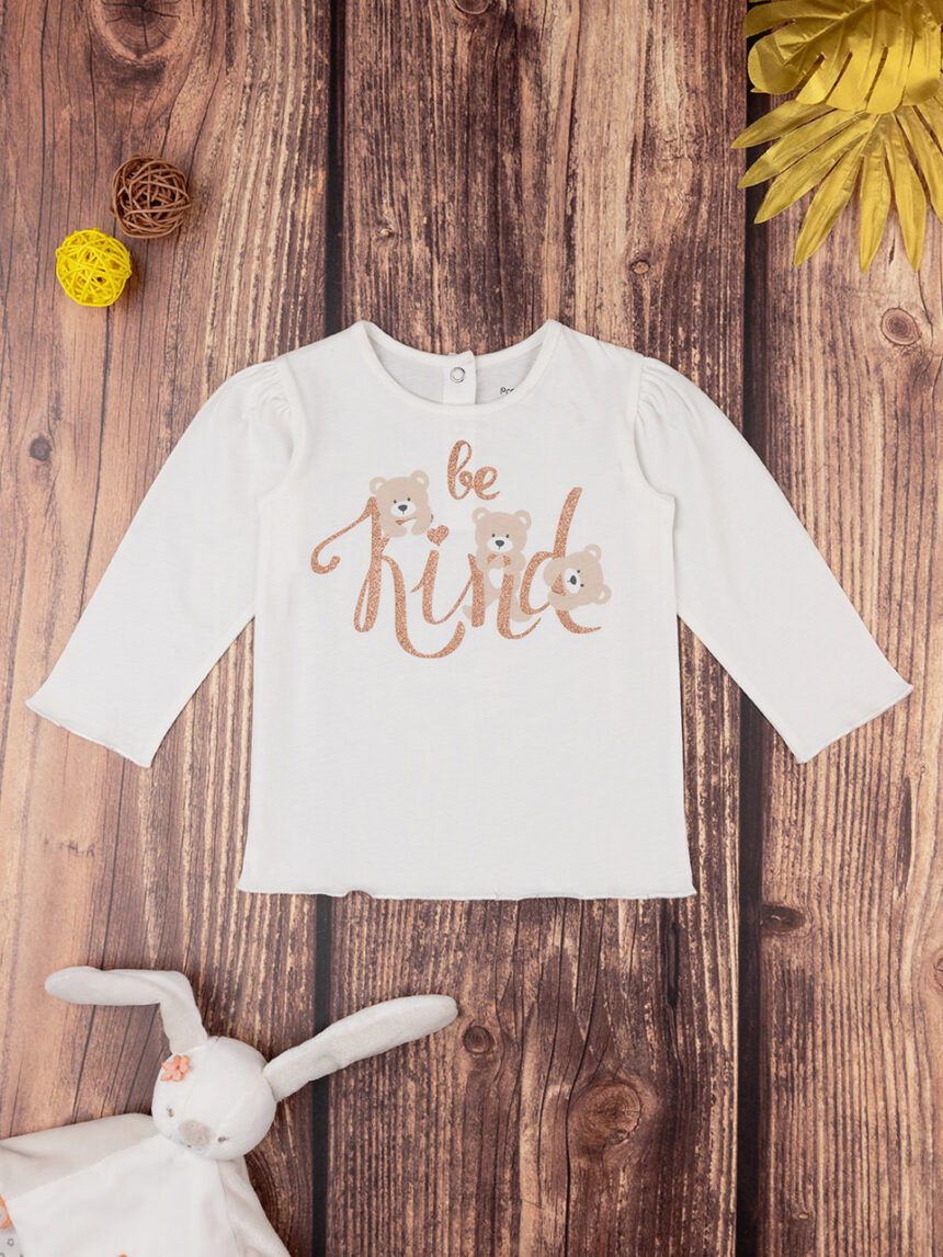 βρεφική μπλούζα λευκή be kind για κορίτσι - Prénatal