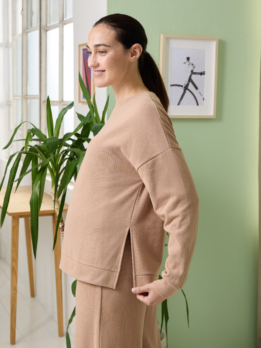 γυναικεία μπλούζα φούτερ εγκυμοσύνης μπεζ - Prénatal
