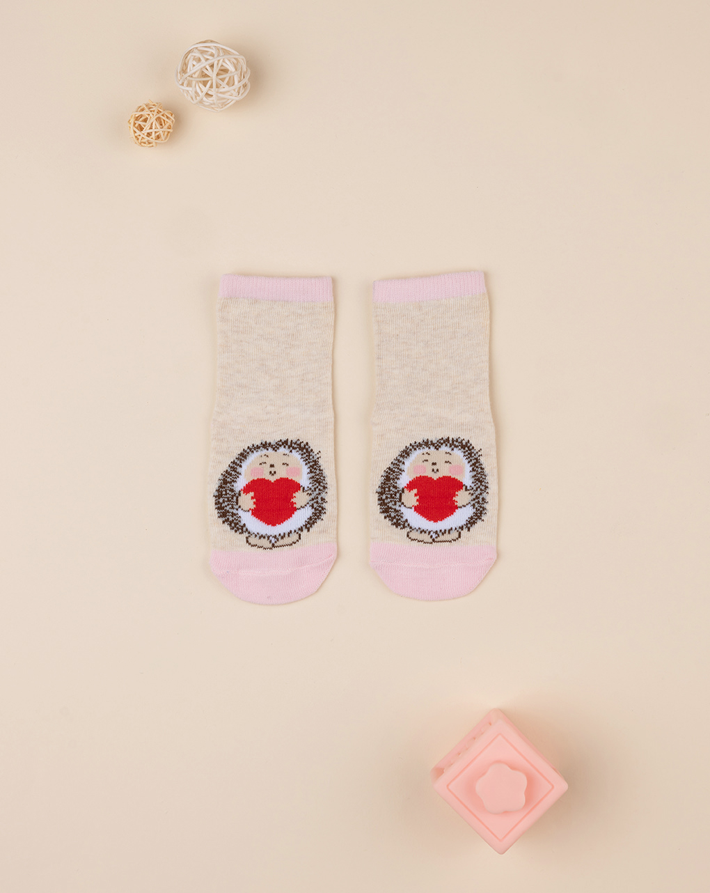 βρεφικά αντιολισθητικά καλτσάκια με σκαντζόχοιρο για κορίτσι - Prénatal