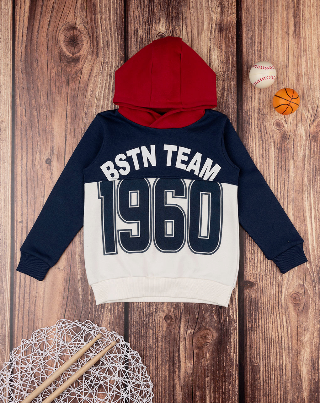 παιδική μπλούζα φούτερ τρίχρωμη boston team για αγόρι - Prénatal
