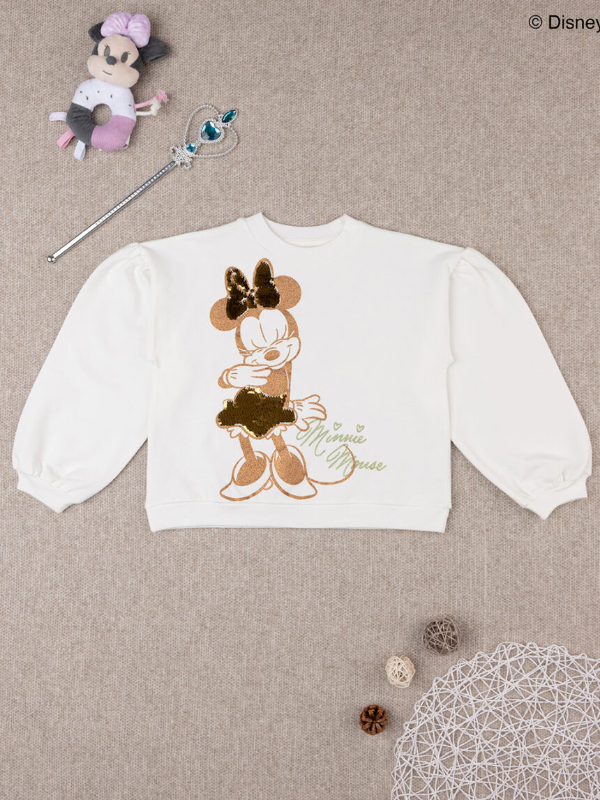 παιδική μπλούζα φούτερ λευκή με τη minnie για κορίτσι - Prénatal