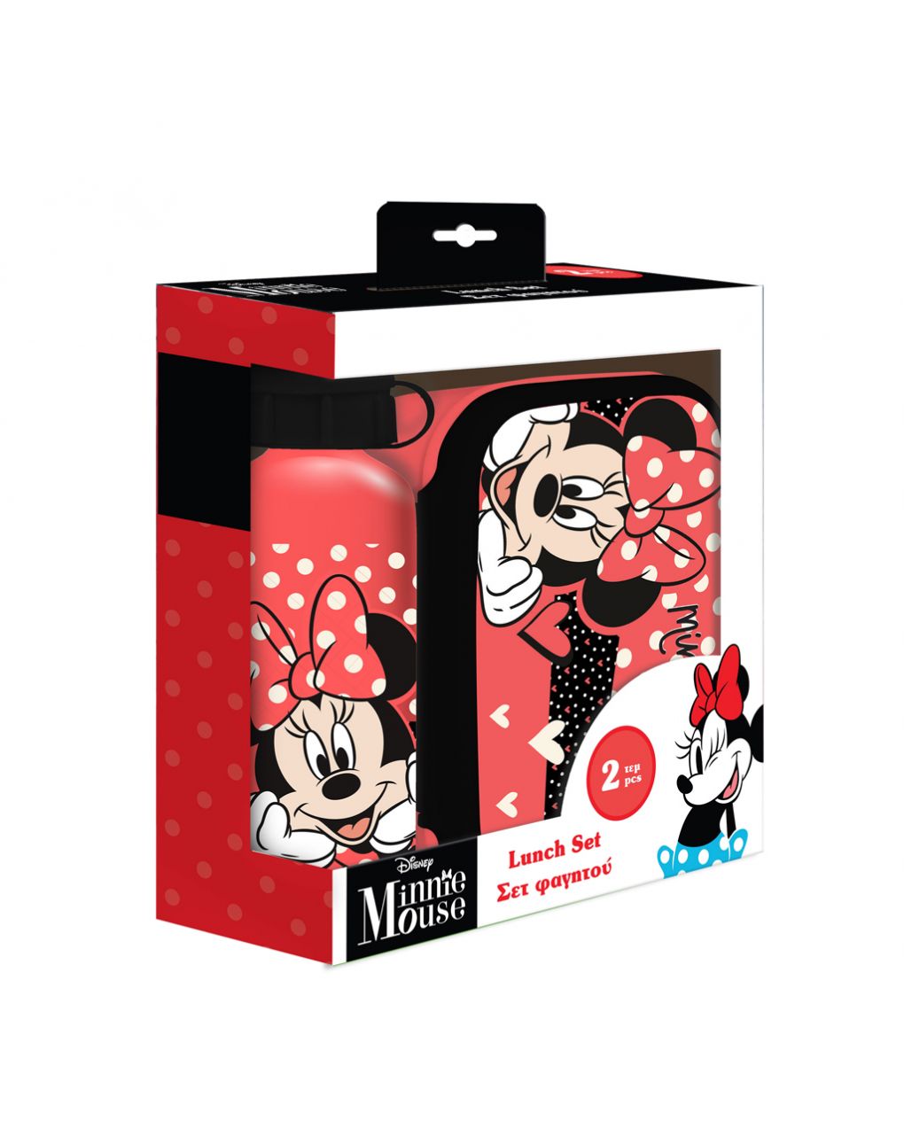 σετ φαγητού disney minnie mouse φαγητοδοχείο 800ml-παγούρι 500ml αλουμινίου 000563555 - DISNEY MICKEY MINNIE