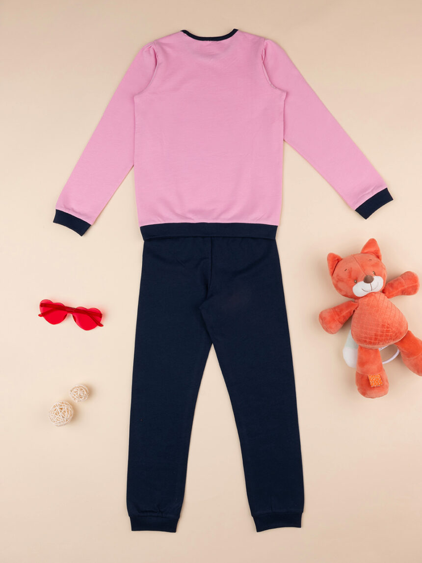 παιδική πιτζάμα ροζ/μπλε με γατάκι για κορίτσι - Prénatal
