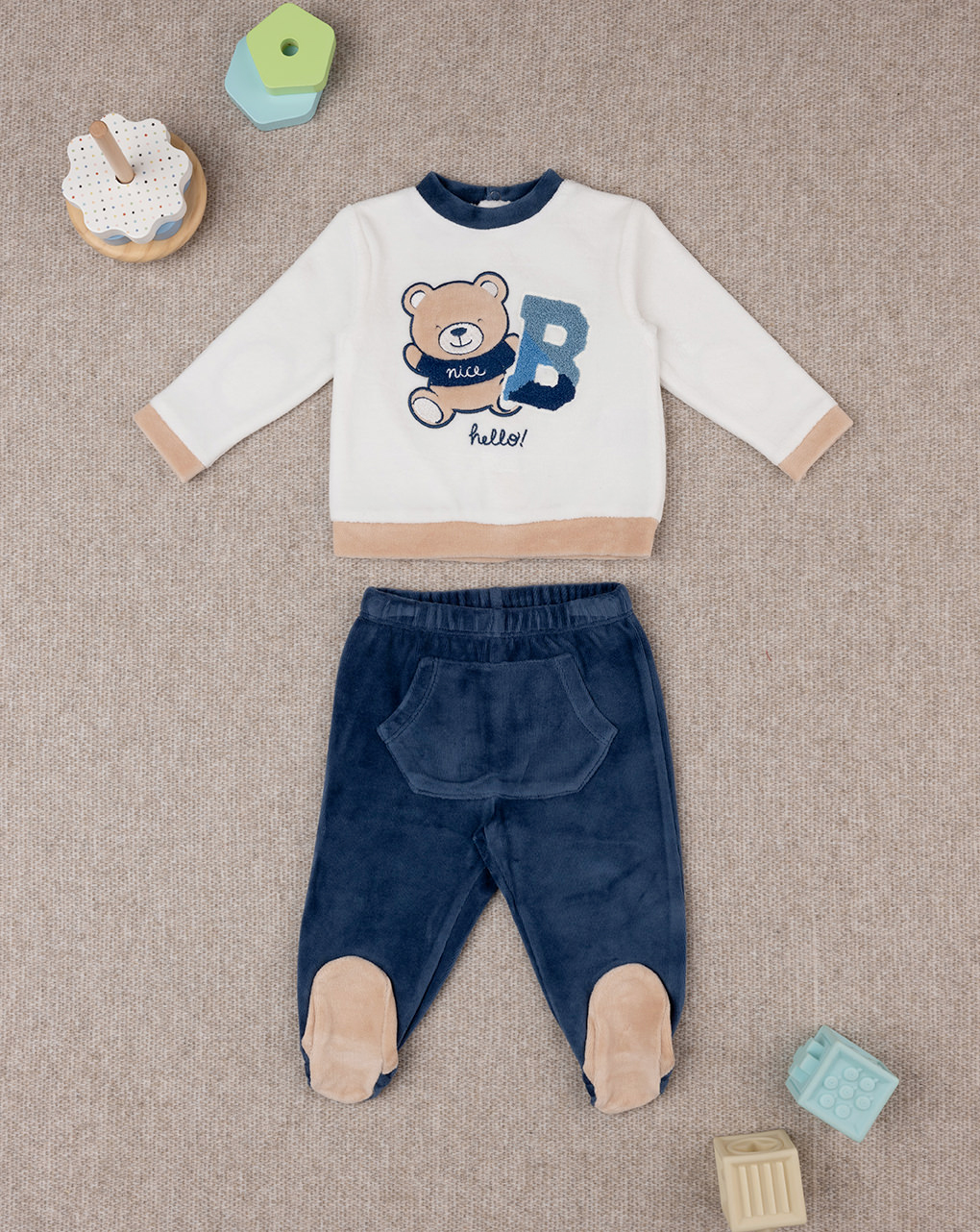 βρεφικό σετ μπλούζα και γκέτα με αρκουδάκι για αγόρι - Prénatal
