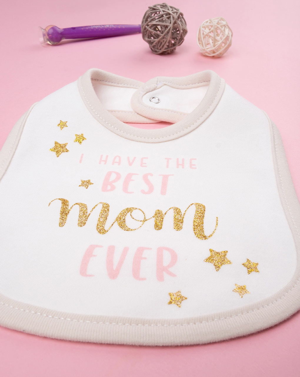 βρεφική σαλιάρα λευκή best mom για κορίτσι - Prénatal