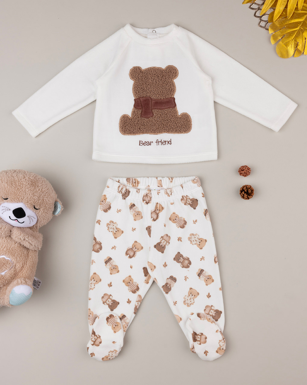 βρεφικό σετ σενίλ μπλούζα και γκέτα teddy για αγόρι - Prénatal