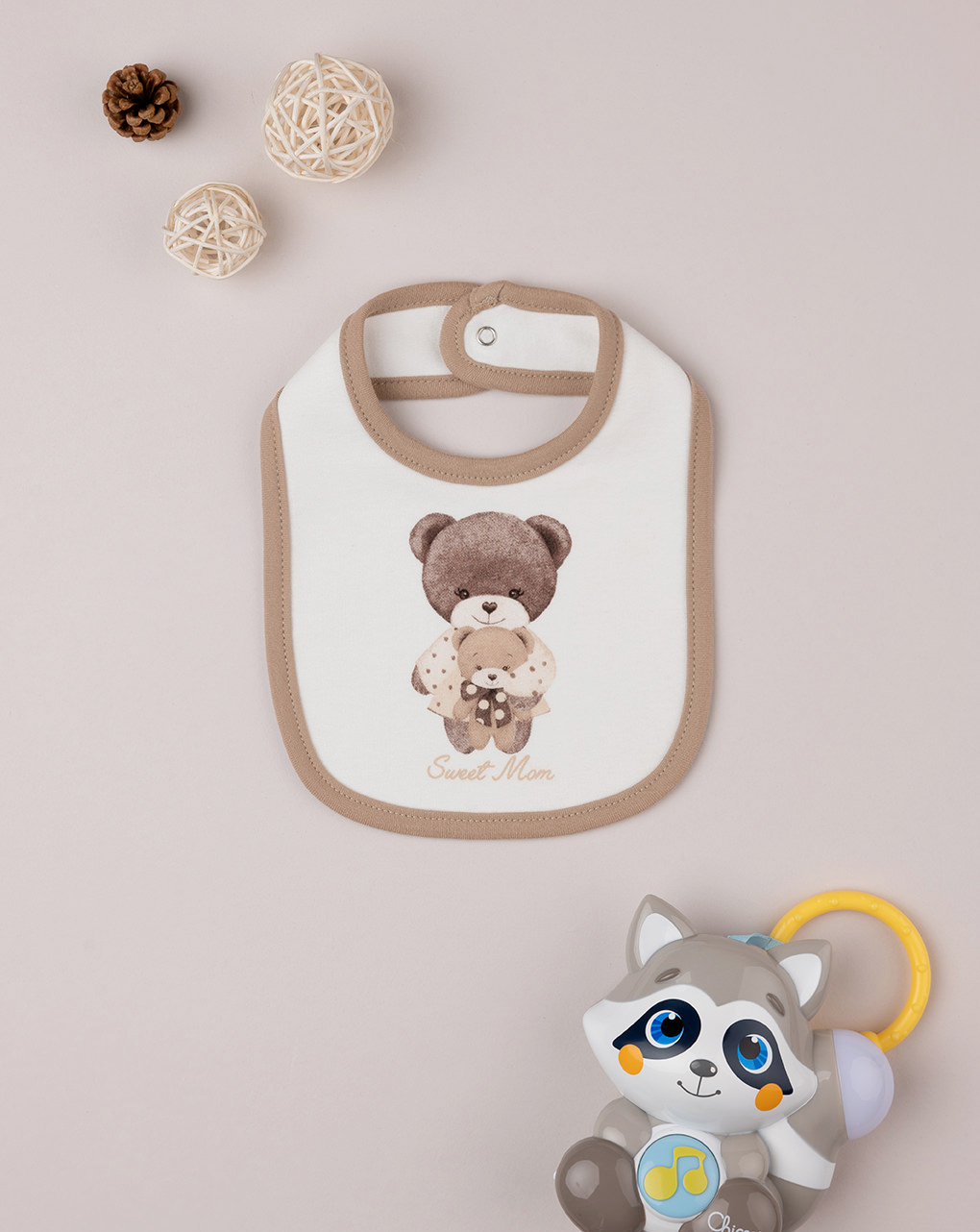 βρεφική σαλιάρα λευκή sweet mom για κορίτσι - Prénatal