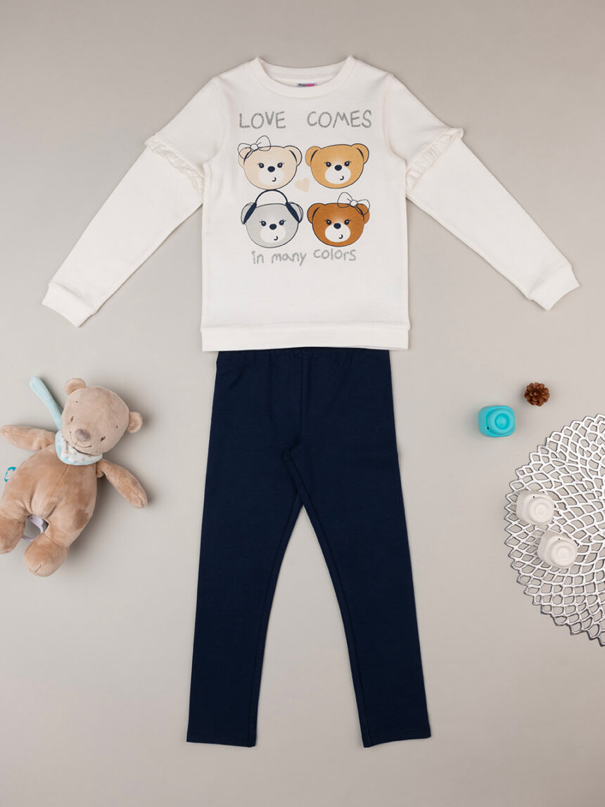 παιδικό σετ μπλούζα φούτερ και κολάν με αρκουδάκια για κορίτσι - Prénatal