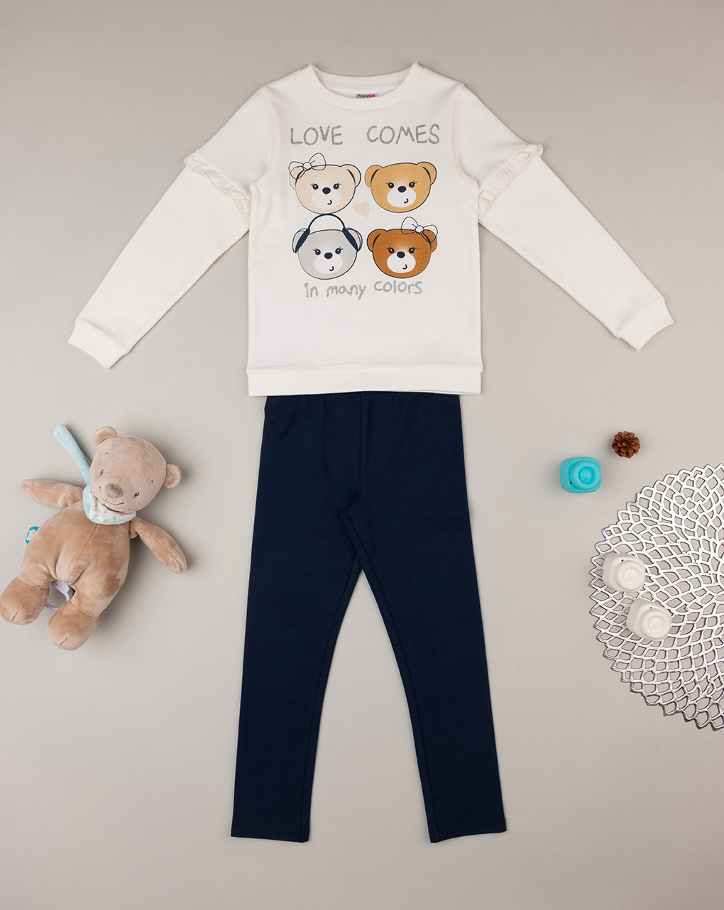παιδικό σετ μπλούζα φούτερ και κολάν με αρκουδάκια για κορίτσι