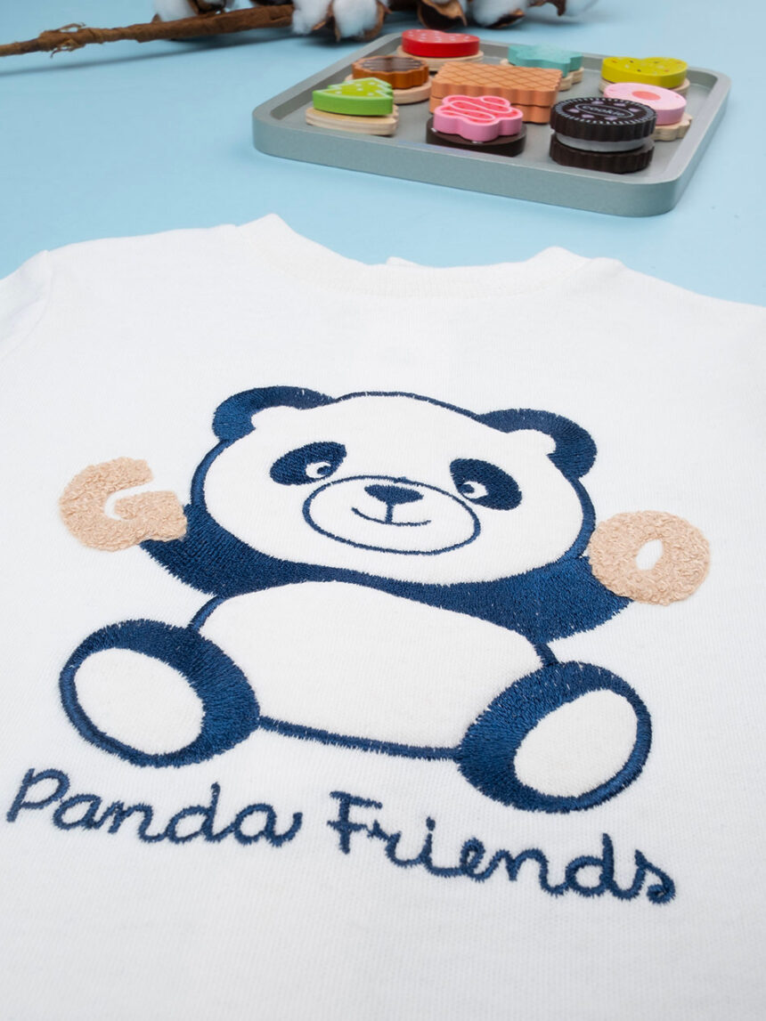 βρεφικό σετ μπλούζα και γκέτα panda friends για αγόρι - Prénatal