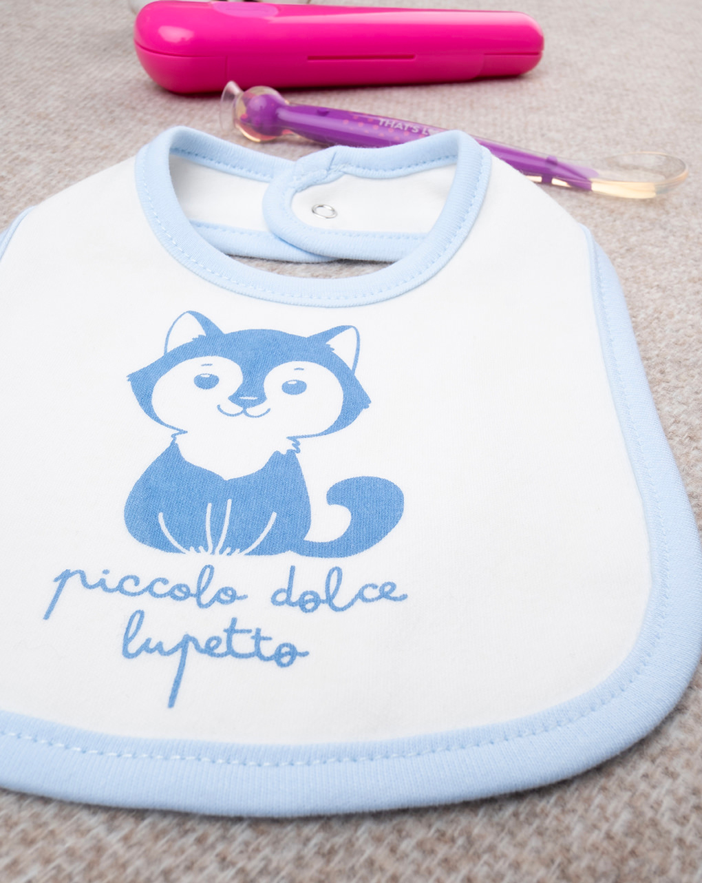 βρεφική σαλιάρα λευκή με λύκο για αγόρι - Prénatal