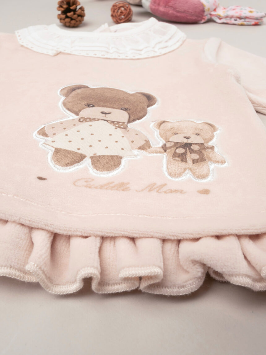 βρεφικό σετ σενίλ μπλούζα και γκέτα teddy για κορίτσι - Prénatal