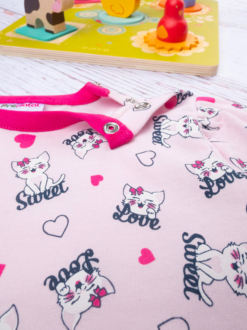 βρεφική πιτζάμα ροζ/φουξια με γατάκια για κορίτσι - Prénatal