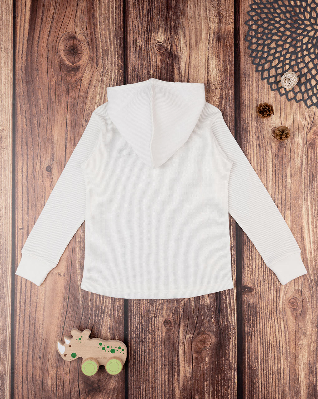 παιδική μπλούζα φούτερ γκοφρέ λευκή outdoor για αγόρι - Prénatal