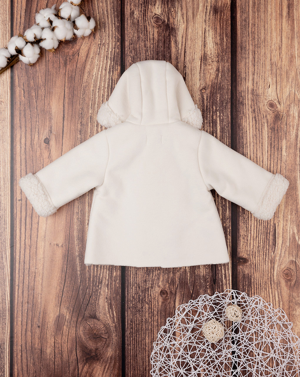 βρεφικό παλτό μαντό κρεμ για κορίτσι - Prénatal