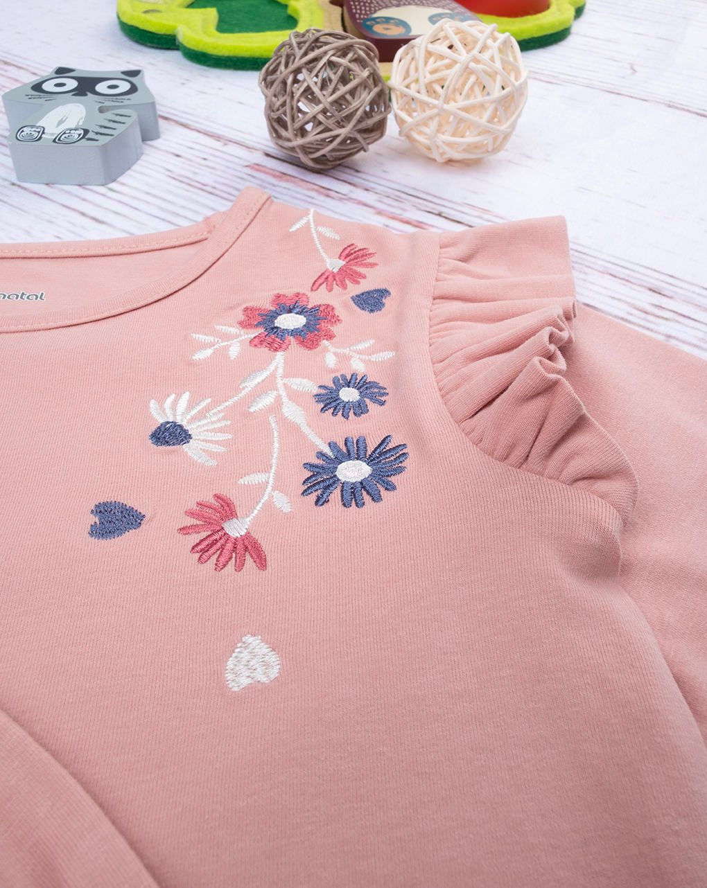 παιδική μπλούζα ροζ με λουλούδια για κορίτσι - Prénatal