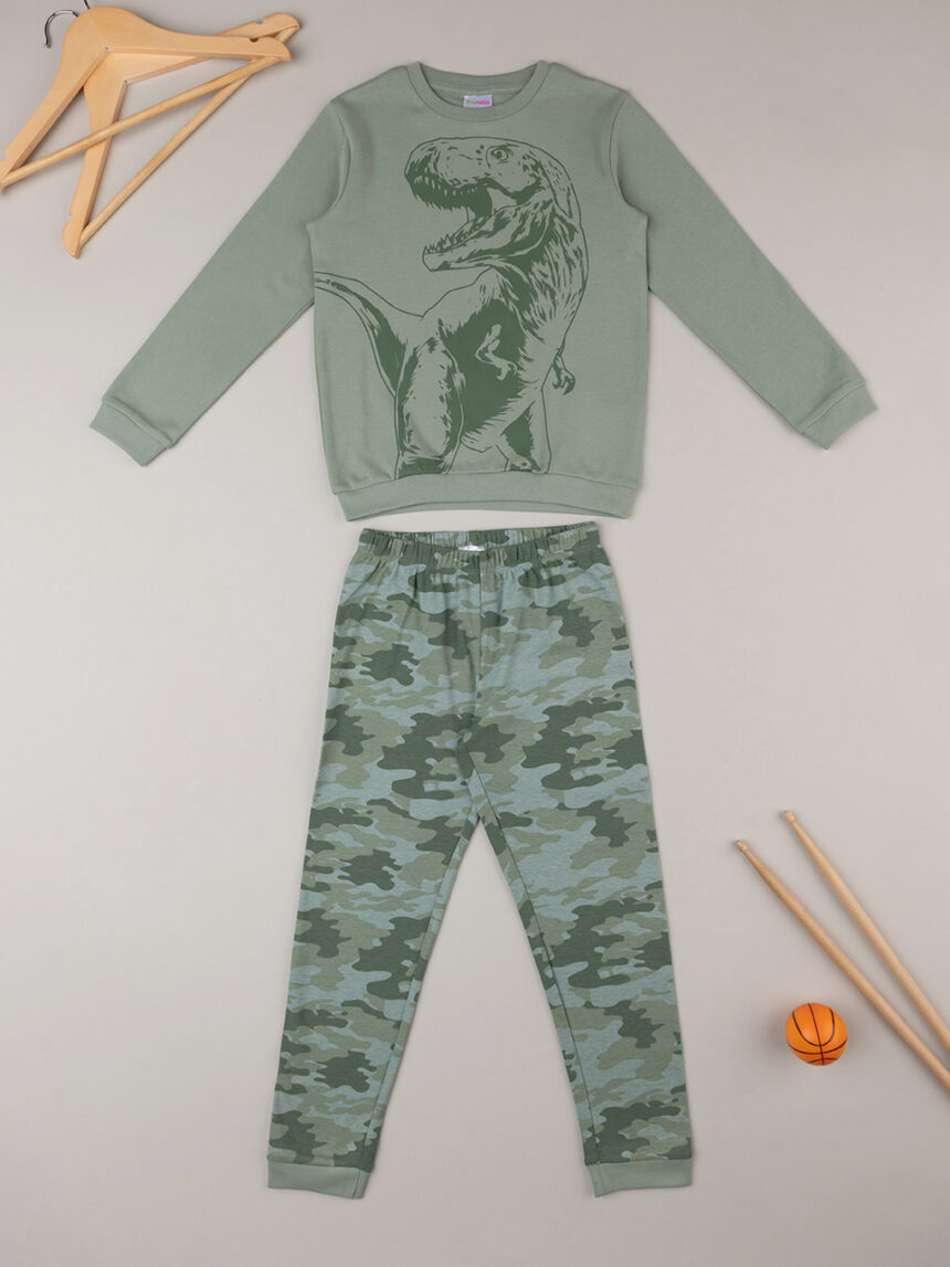 παιδική πιτζάμα χακί με δεινόσαυρο για αγόρι - Prénatal