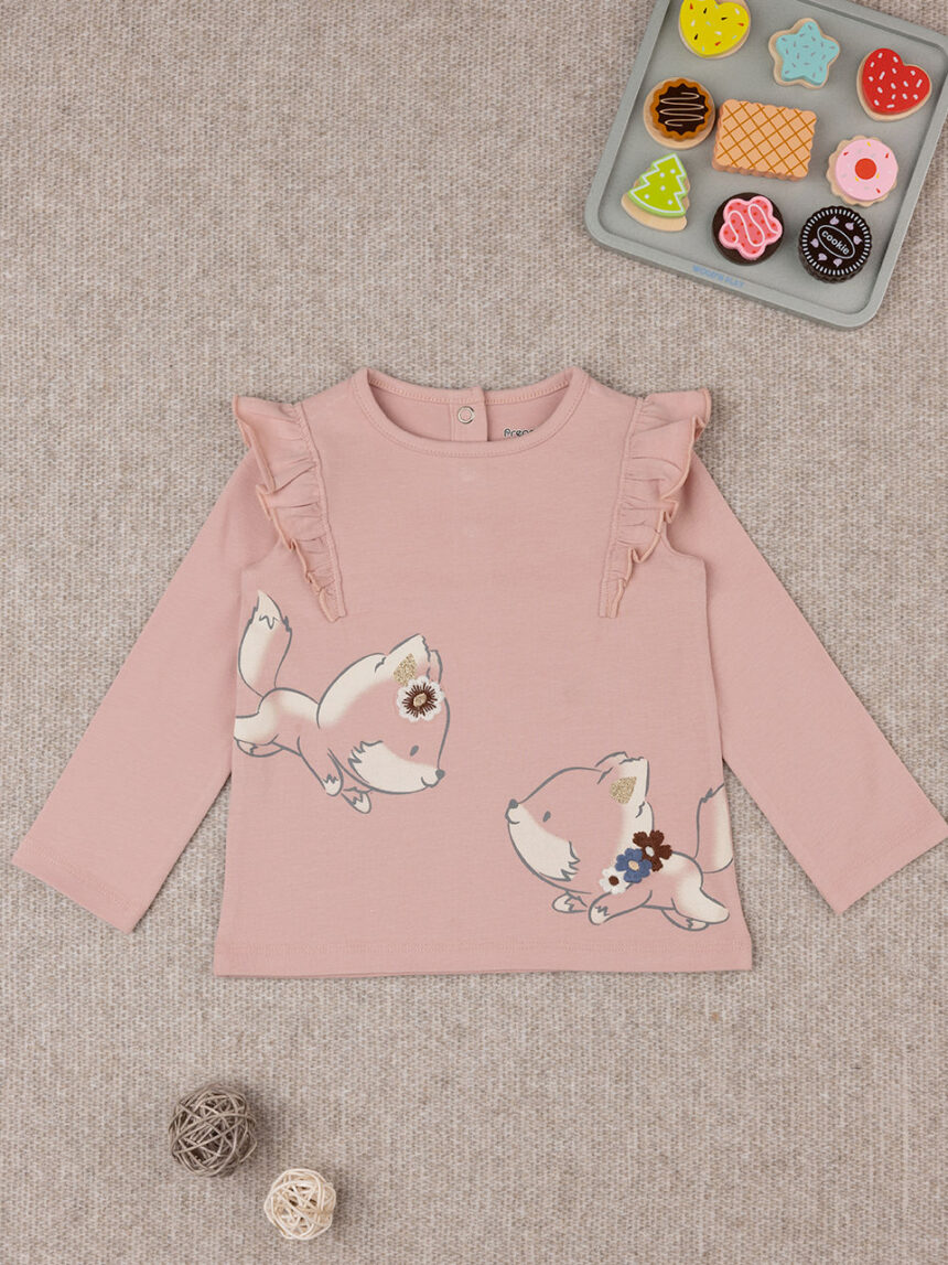 βρεφική μπλούζα ροζ με αλεπούδες για κορίτσι - Prénatal