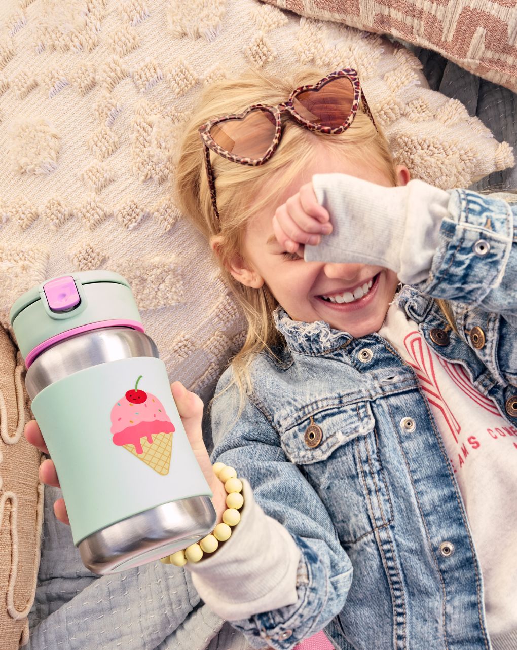 Skip hop sparkle style stainless steel παγούρι με καλαμάκι 350ml ice cream 9o285610 - SKIP HOP