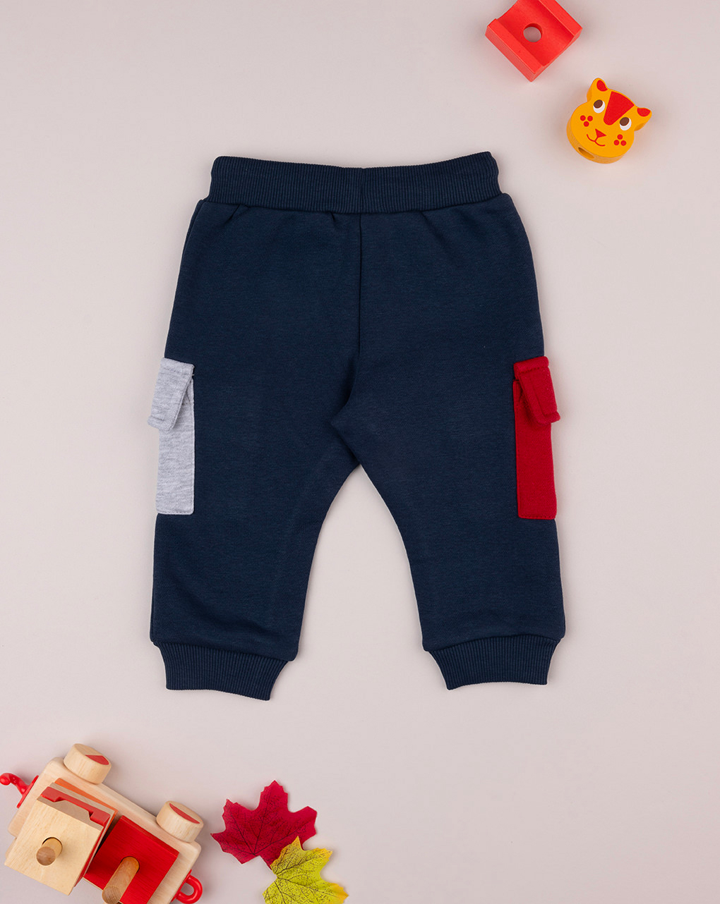 βρεφικό παντελόνι φούτερ μπλε με τιγράκι για αγόρι - Prénatal