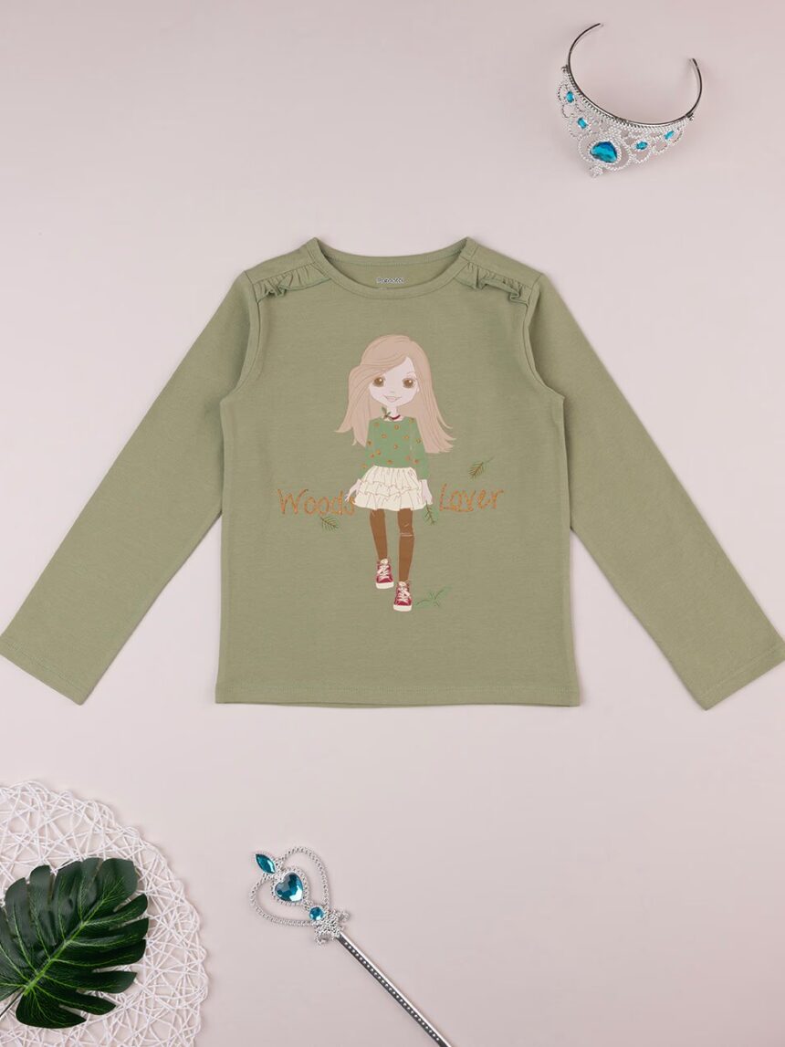 παιδική μπλούζα χακί woods lover για κορίτσι - Prénatal