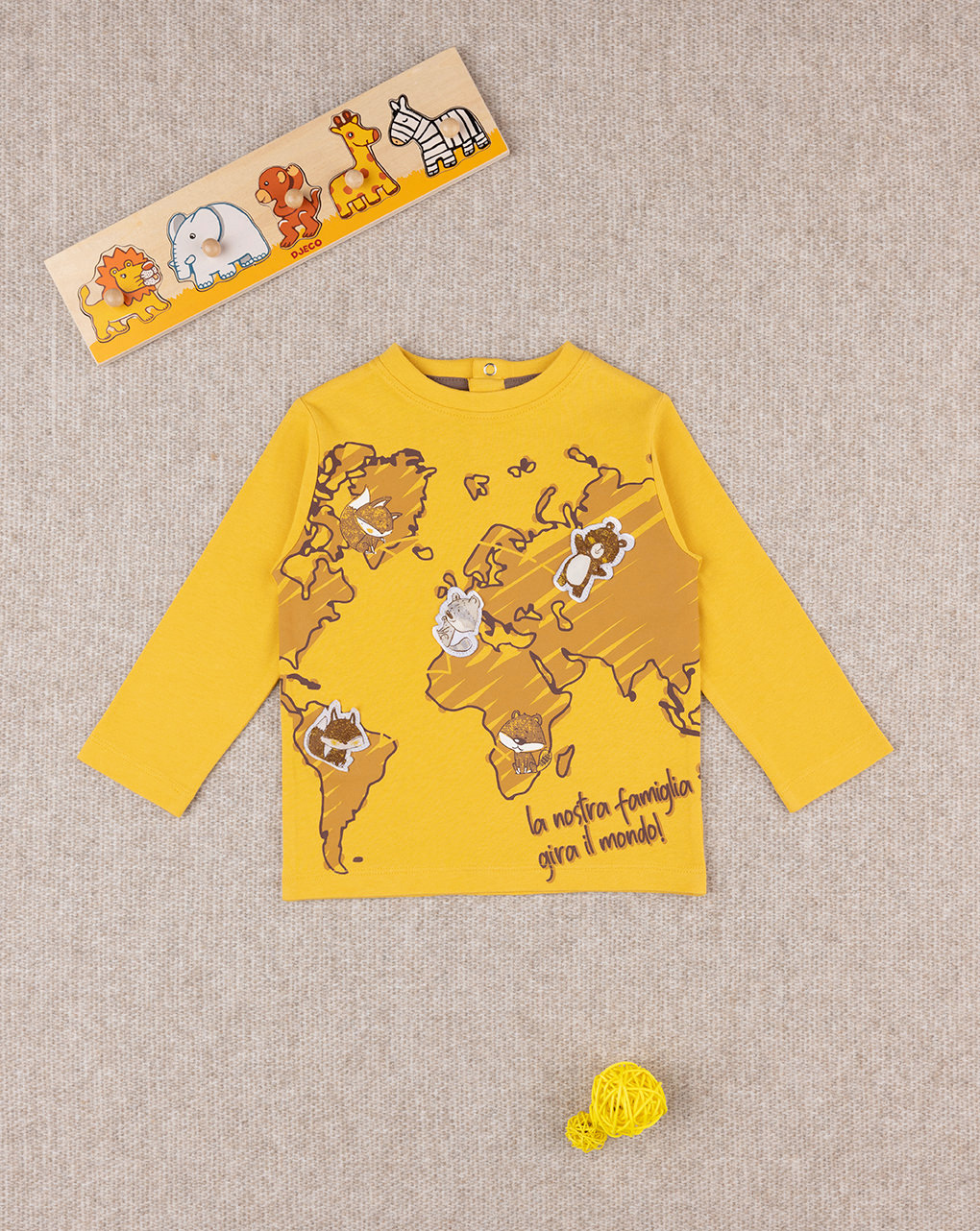 βρεφική μπλούζα κίτρινη woods για αγόρι